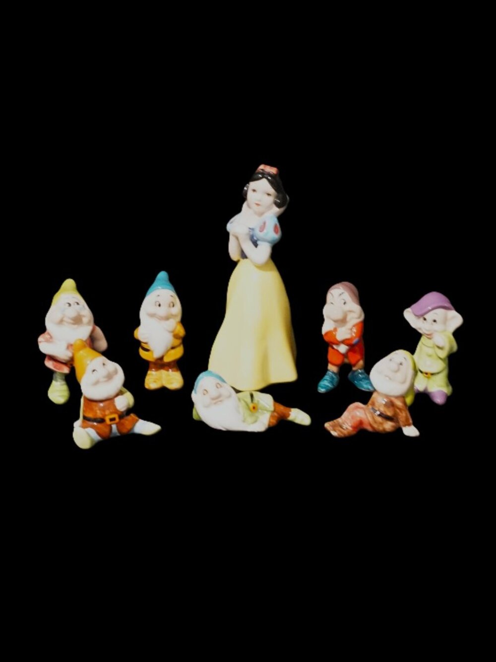 Snow White and the 7 Dwarfs Ceramic Figures Vintage WD Productions Japan